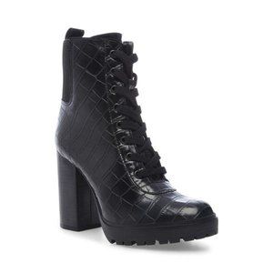 Steve Madden Latch Croc Biker High Heel Tie Boots